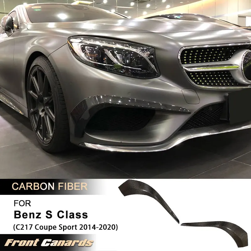 

Car Front Bumper Canards for Mercedes Benz S Class C217 S500 Coupe Sport 2014-2020 Front Fog Lamp Fins Body Kits Carbon Fiber