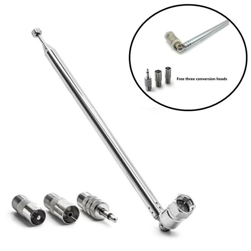 Rod Antenna 3.5Mm Adapter FM Radio Antenna Replacement Telescopic Screw F Type Male Plug Connector AV Stereo Receiver