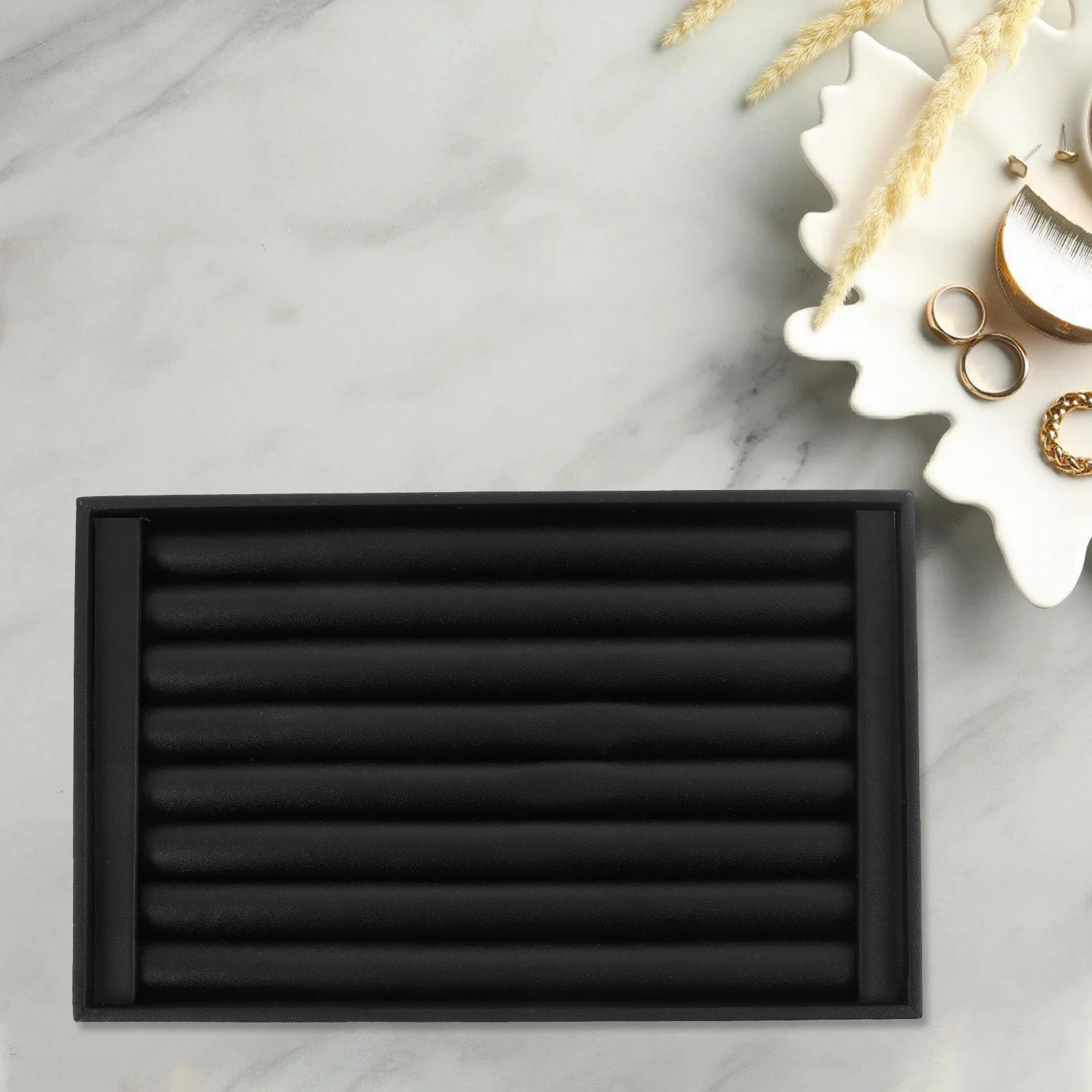 

Ring Stud Earring Display Tray Black Jewelry Storage Organizer Flannel Lined Jewelry Holder Box Ring Tray