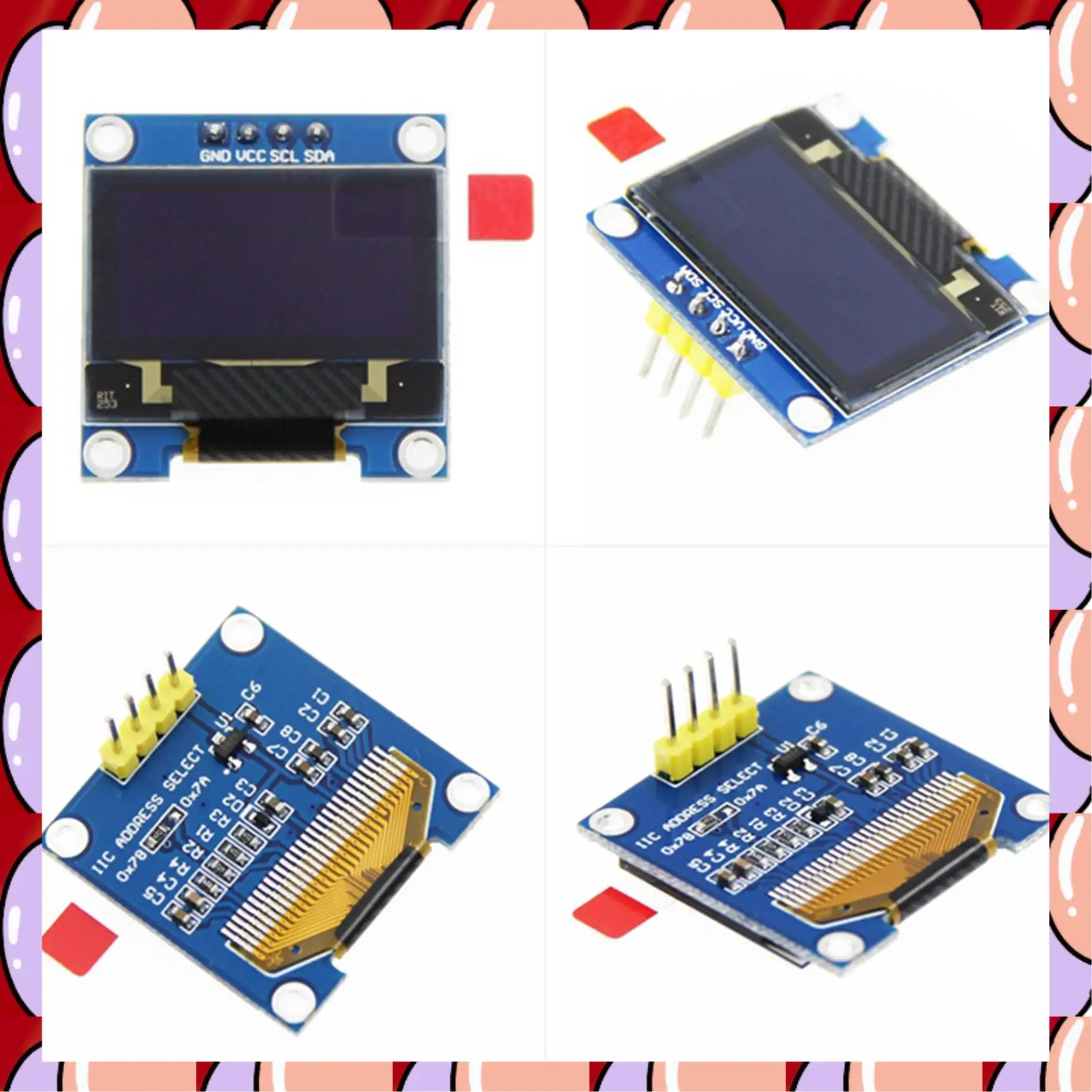 A72Z 2X 0.96 Inch IIC I2C Serial GND 128X64 OLED LCD LED Display Module SSD1306 For Arduino Kit White Display