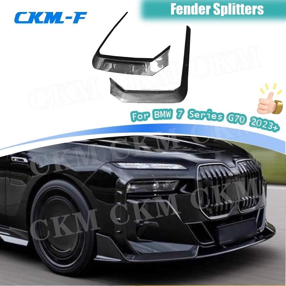 

Front Bumper Fender Fin Splitters Carbon Fiber For BMW 7 Series G70 2023+ FRP Front Splitters BodyKit Moulding Trim Accessories