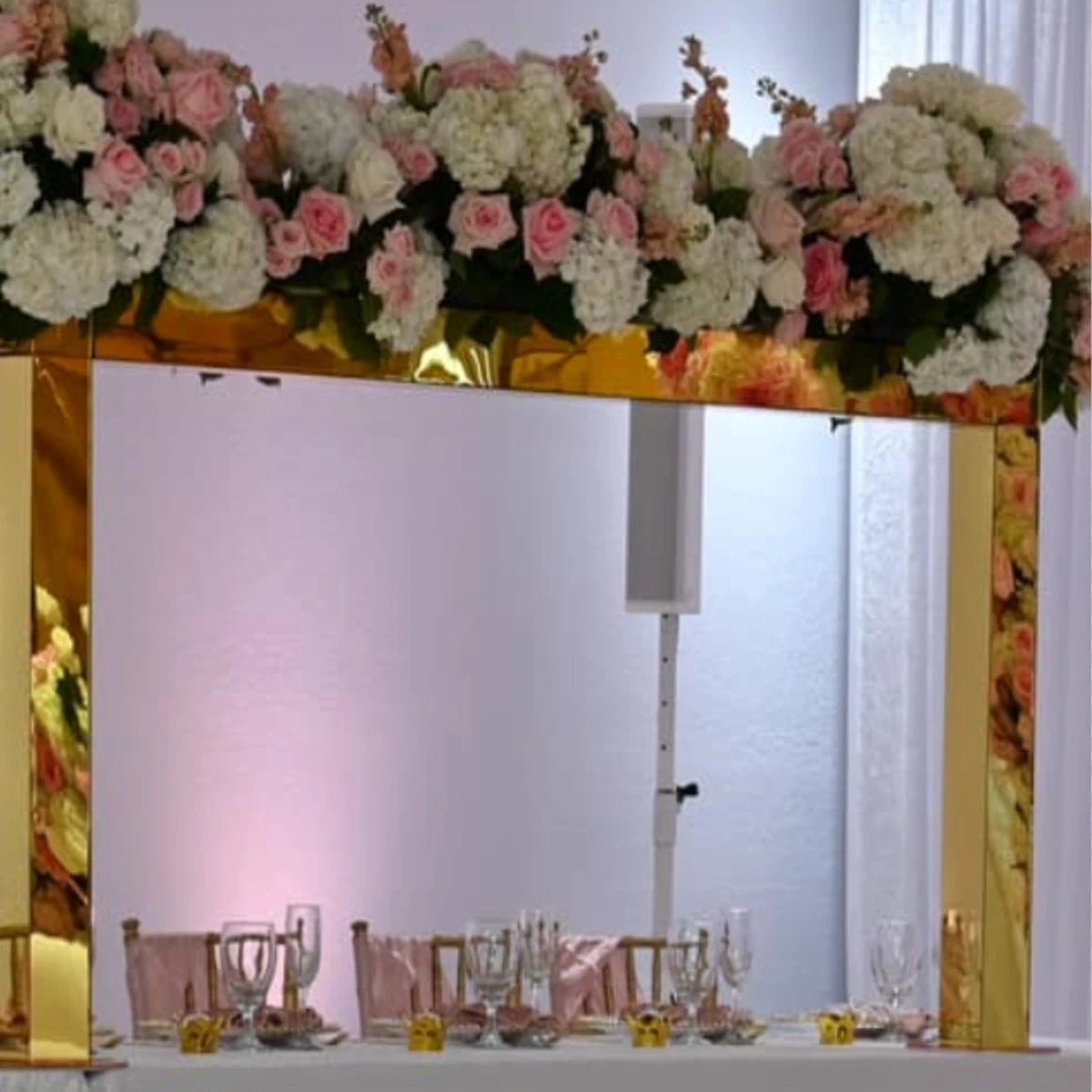 5pcs/3pcs)use for Square table Big Flower Decoration Stands gold mirror Floral Tall arch Centerpiece Stands For Wedding Table