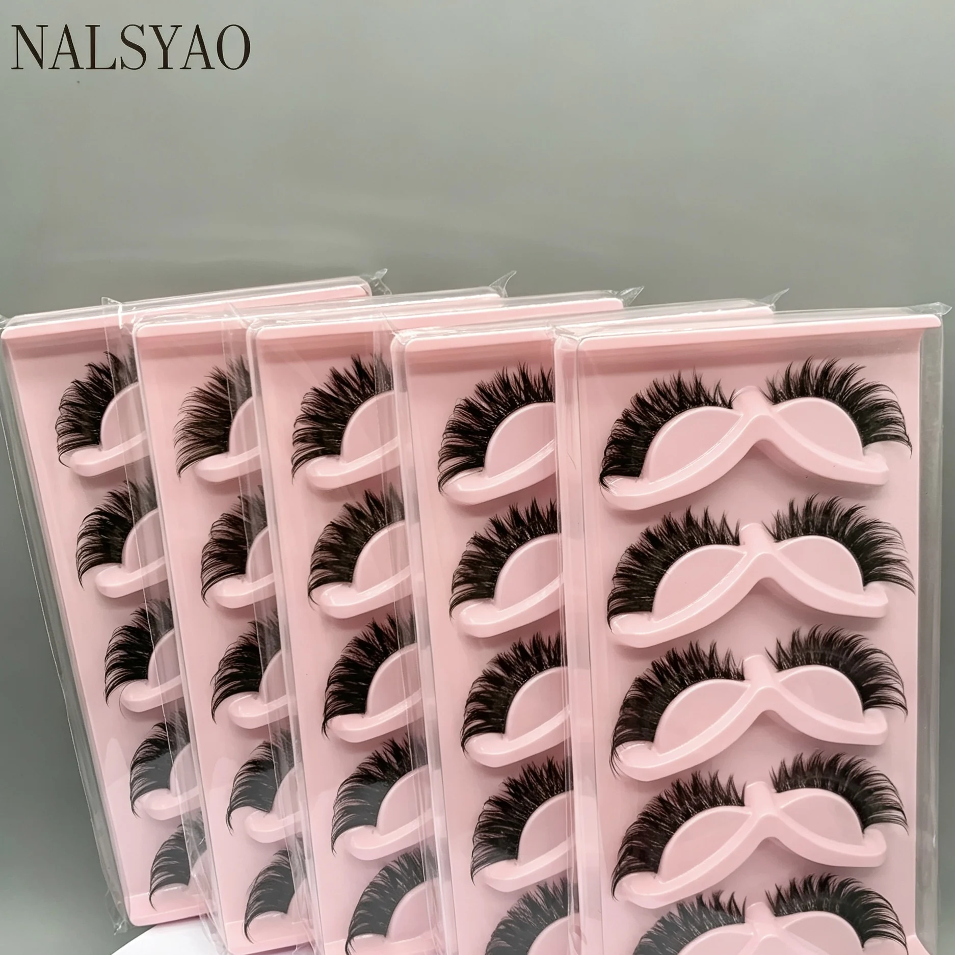 5 Pairs Cat Eye Lashes Faux Mink Eyelashes Natural long Manga Lashes Winged End Eye Elongated Eyelashes Fake Lashes Makeup