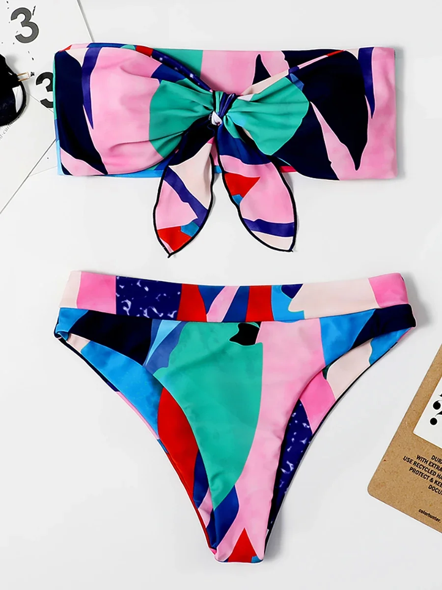 Costume da bagno sexy Costumi da bagno da donna Bikini a vita alta 2024 Bikini a gamba alta con fiocco Set da nuoto per costume da bagno Costumi da bagno donna