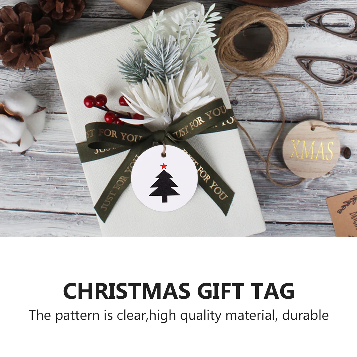 

200 Pcs Baking and Placing Gift Decorations X-mas Hanging Tags Christmas Party Favors Elements Paper Xmas Present