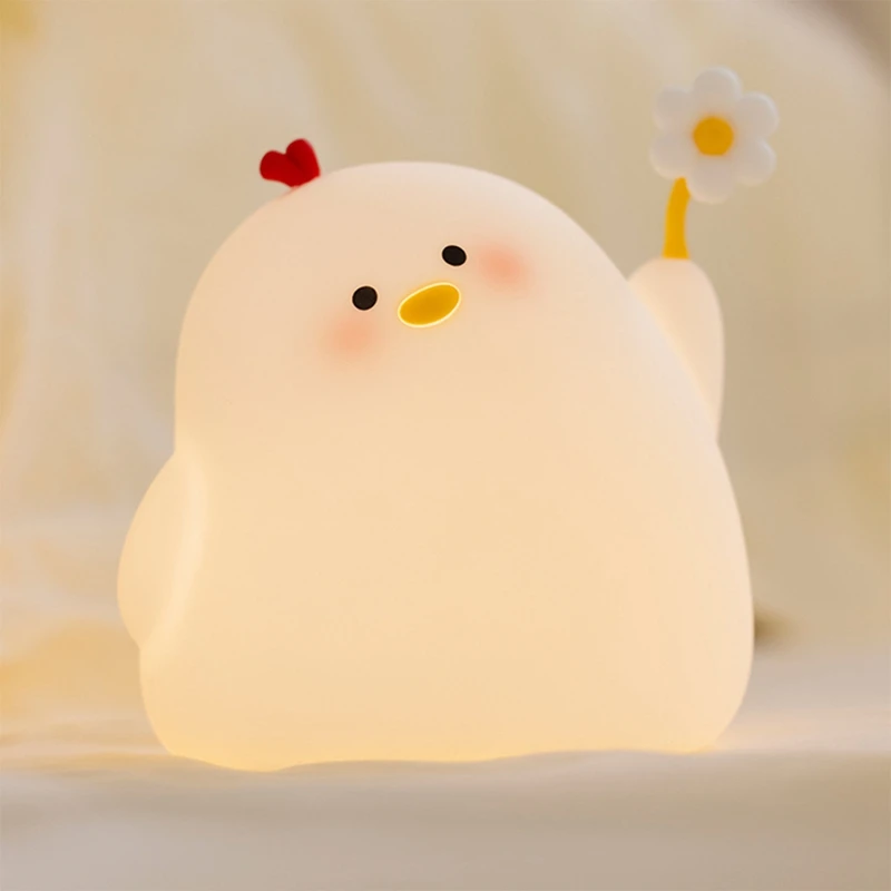 Chicken Cute Night Light, Nightlight For Room/Bedside, Silicone Soft Lamp With 30Min Timer And Auto Off, Perfect Gift