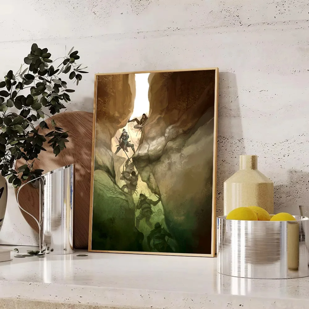 Fantasy landscape painting epic adventure scene dark forest artwork mystical realm digital illustration game art home decor wall