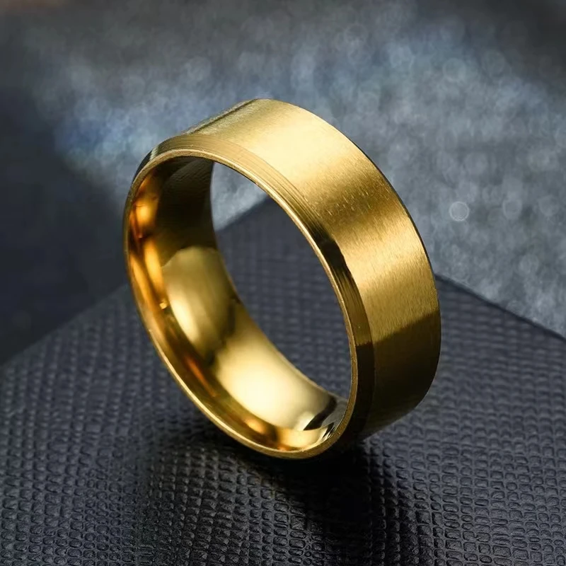 New Fashion Punk Vintage 8mm Classic Ring Male Gold Silver Color Stainless Steel Jewelry Wedding Ring For Man view 5