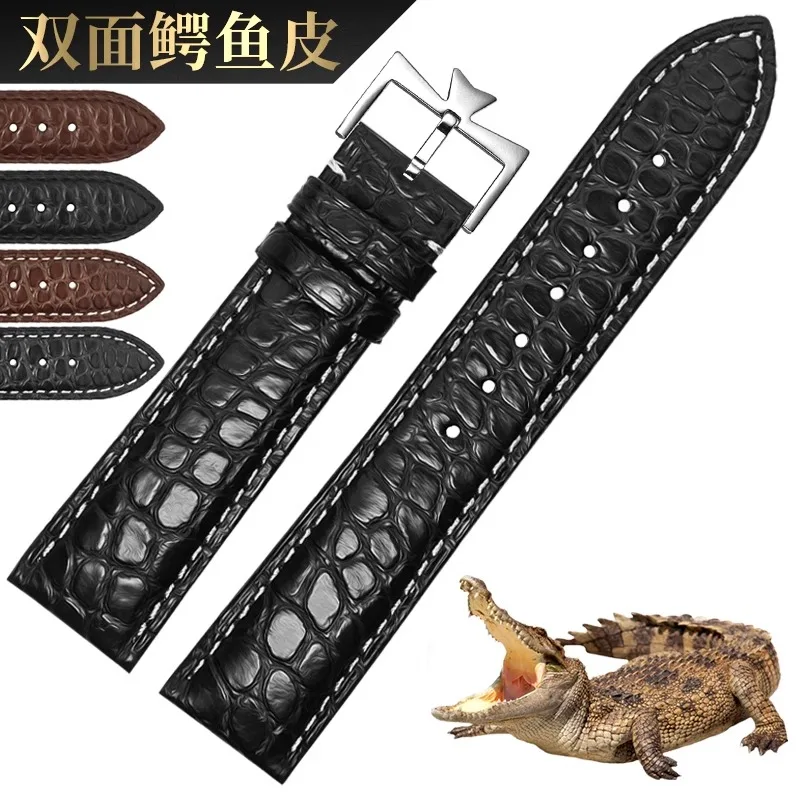 First layer Double Sided Crocodile Skin  Watch Strap For Vacheron VC Constantin Bracelet Men\'s Watchband 19mm 20mm 21mm