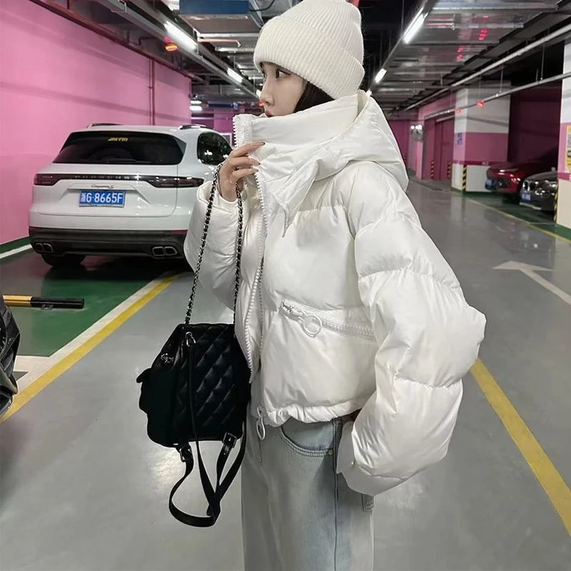 

Petite High-end Down Cotton-padded Jacket Women Winter Loose Korean-style Hooded Design Bread Jacket Jacket Short Outer Layer