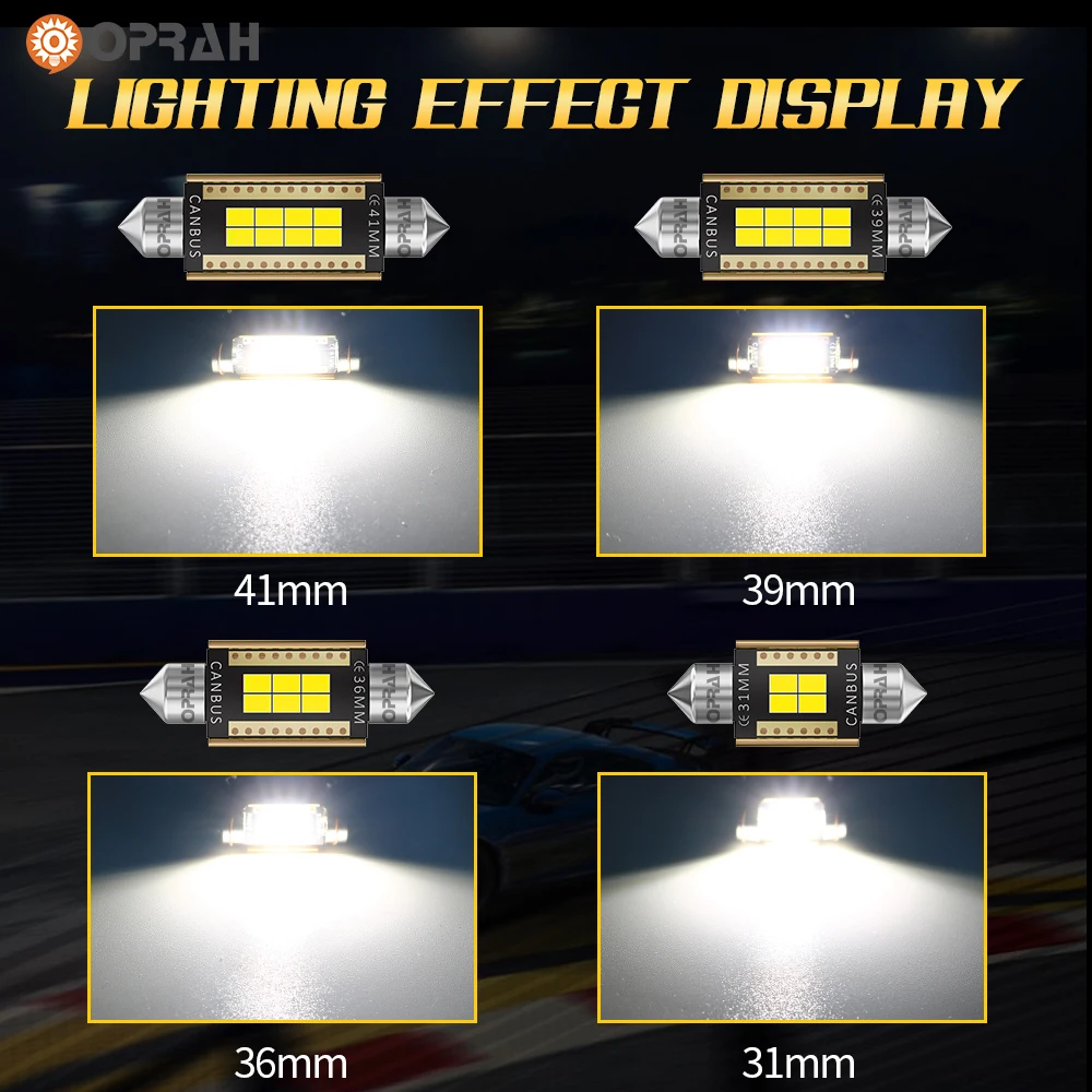 Oprah 2/10pcs LED C5W C10W Festoon Car Lights Canbus 31/36/39/41mm Truck Car Accessories Licence Plate Lamp Reading Bulb 12V 24V