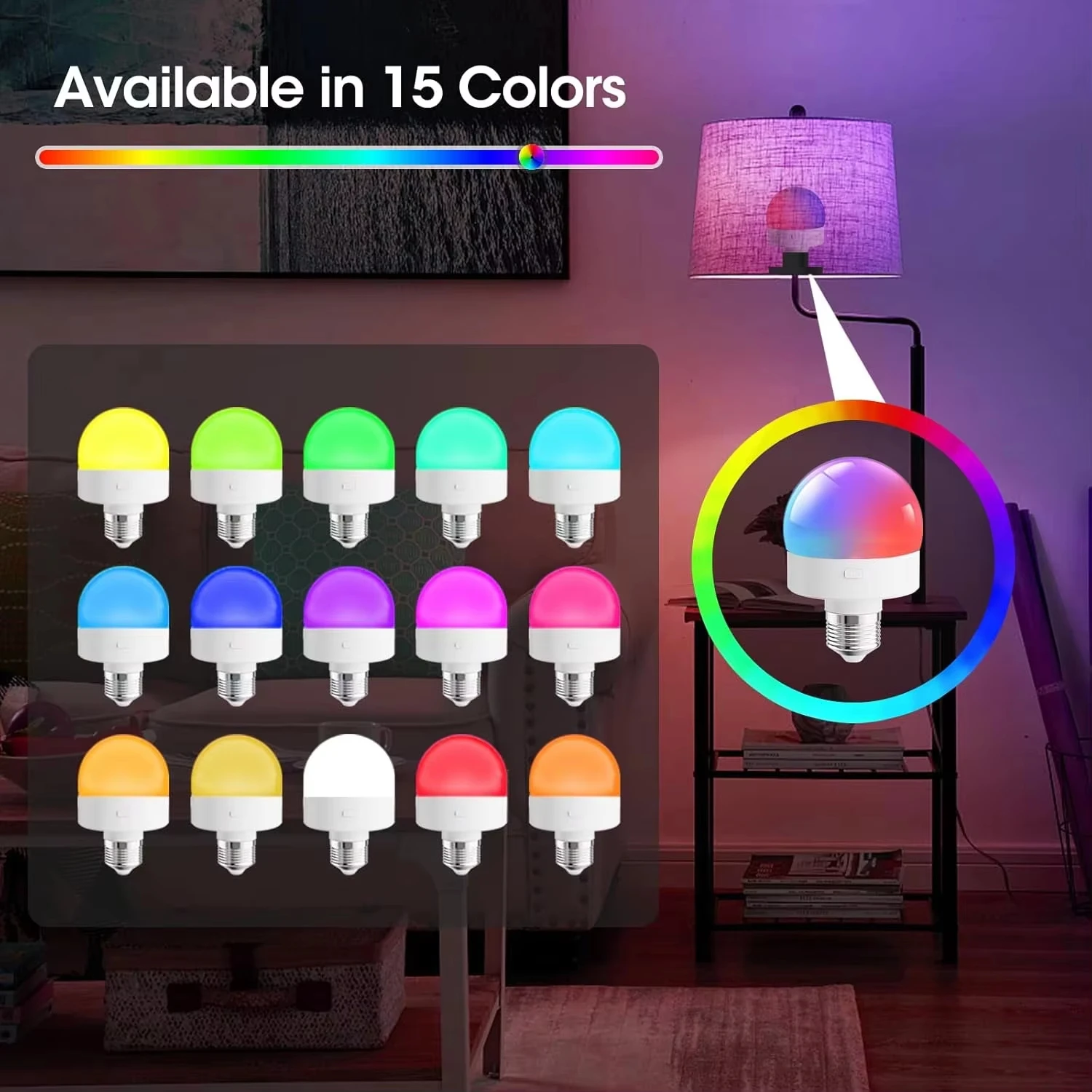 E27 USB التحكم القابلة لإعادة الشحن LED لمبة ذكية درجة حرارة اللون 15 مستويات سطوع وظيفة الموقت RGB مع جهاز التحكم عن بعد #2