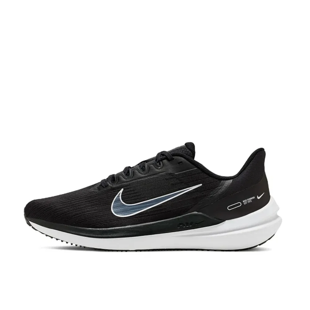 Nike Zoom winflo 9 fashion low top running shoes comfortable shock absorbing men's black and white matching color