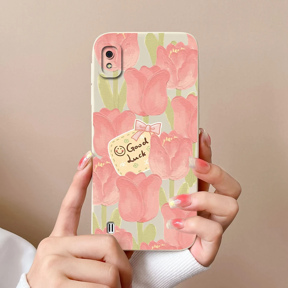 Case For Samsung A10 A10S M01S Romantic Flower Soft Liquid Silicone Camera Protection Phone Back Cover For Galaxy A 10 Bumper