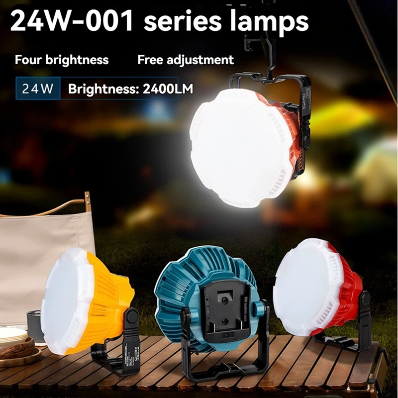 24W 2400LM LED Work Light Portable With Hook For 18V Batteries