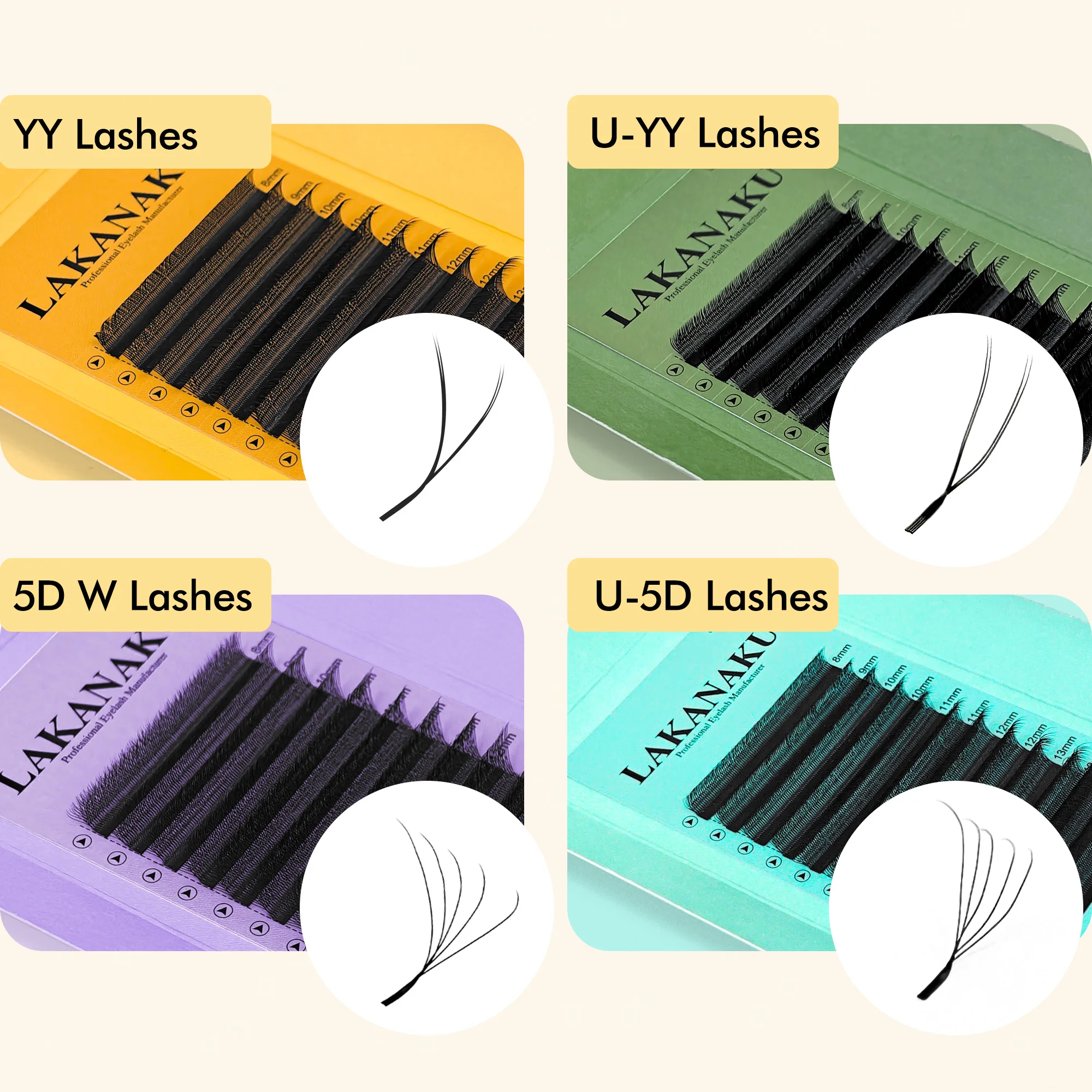 

LAKANAKU Fio U 5D U-Shaped Clover 5DW Eyelash Extensions Cilios YY Volume Eyelashes Spire Lashes