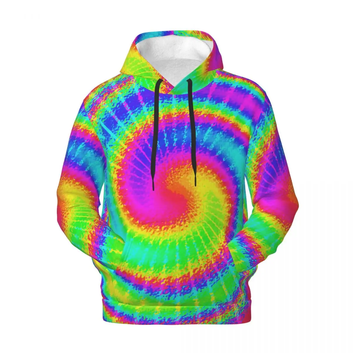 Colorful Rainbow Loose Hoodies Men Retro 80s Hippy Bohemian Tie Dye Casual Pullover Hoodie Autumn Funny Design Hooded Shirt