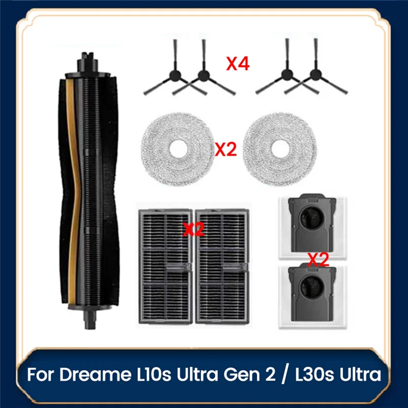 Dreame L10s Ultra Gen 2 / L30s Ultra 用の必需品キット: もつれ防止ブラシ、フィルター、モップクロス、ダストバッグ-A77G