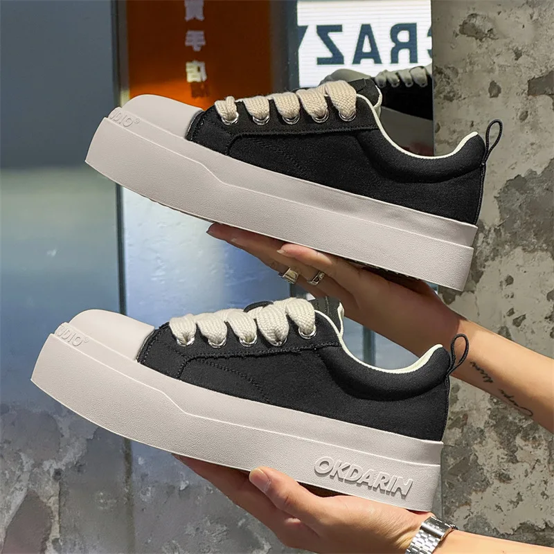 

Canvas couple tide brand thick-soled heightening men's shoes niche casual Guochao board shoes