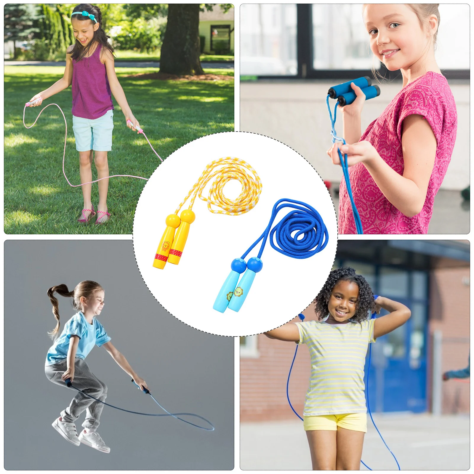 

2Pcs Wooden Kids Jump Rope Lightweight Skipping Rope for Children Indoor Outdoor Exercise Fitness Tool for School Playground