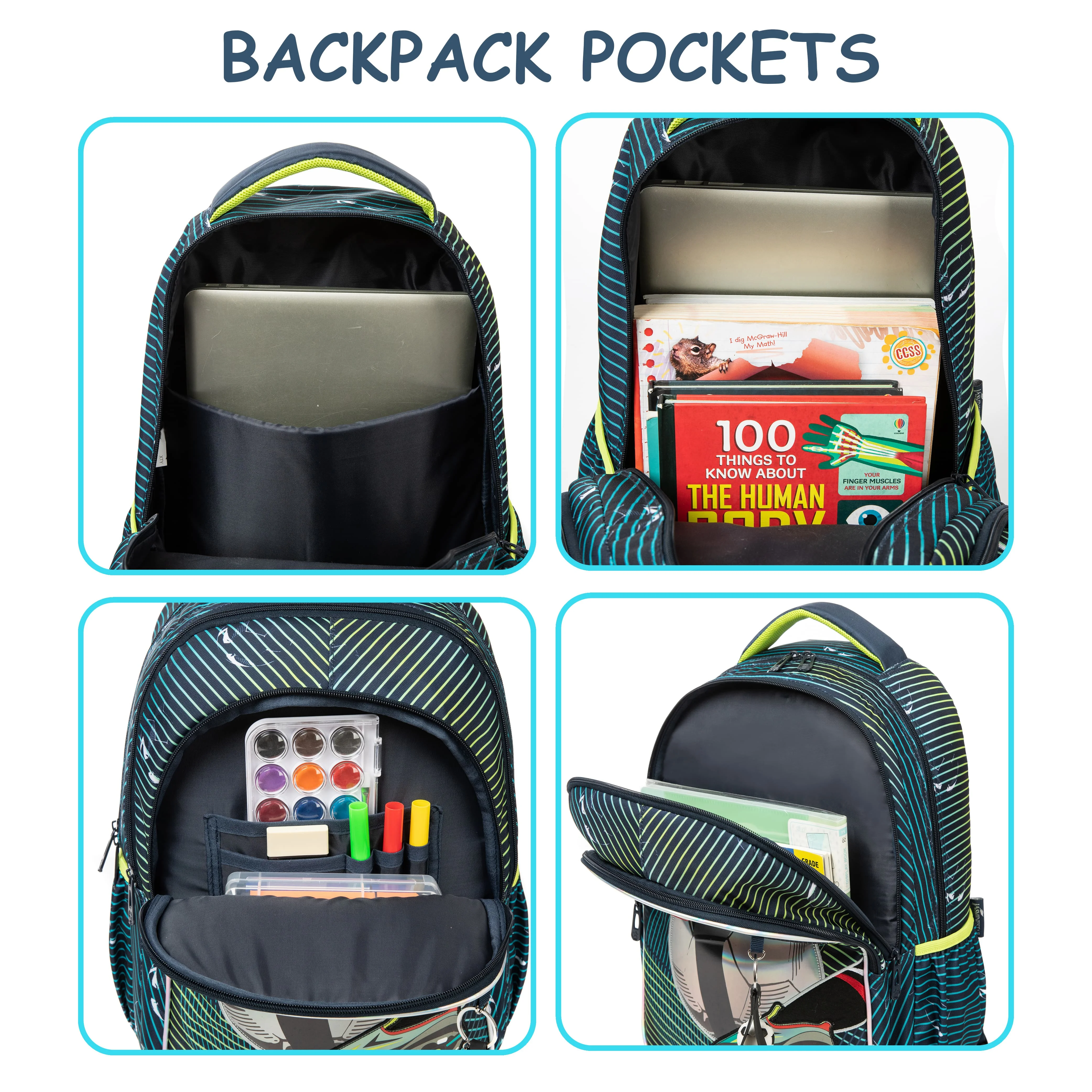 3PCS Backpacks For Boys School Backpacks For Elementary Students Ages 8-10 Kids Aesthetic Backpack Set