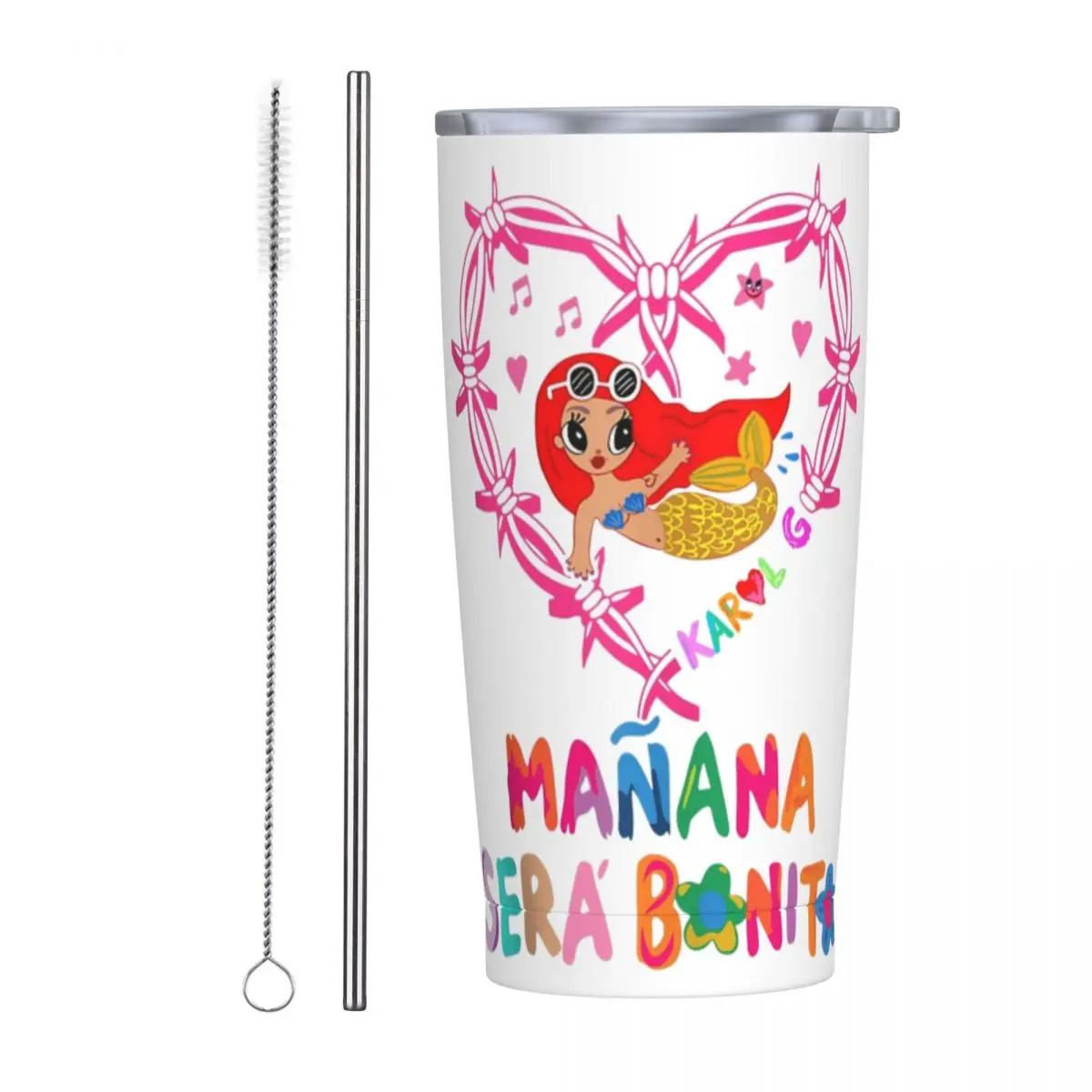 Stainless Steel Tumbler Singer K-Karol G Album Thermal Cups Manana Sera Bonito Cold and Hot Mugs Cup Travel Custom Water Bottle