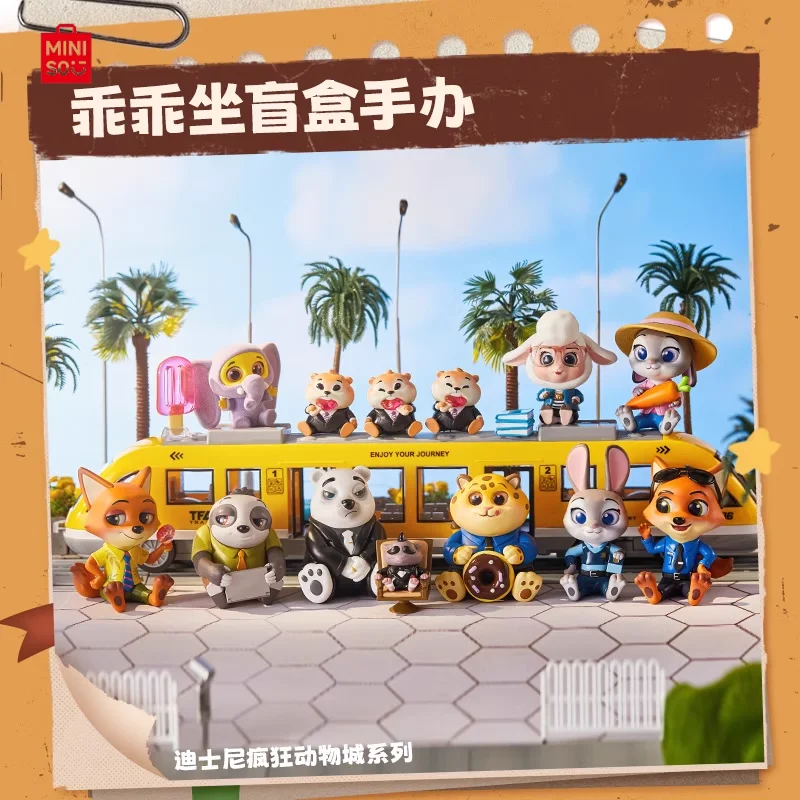 

Miniso Anime Disney Zootopia Series Obediently Sit Series Blind Box Toys Judy Hopps Nick Mysterious Box Desktop Ornaments Toys
