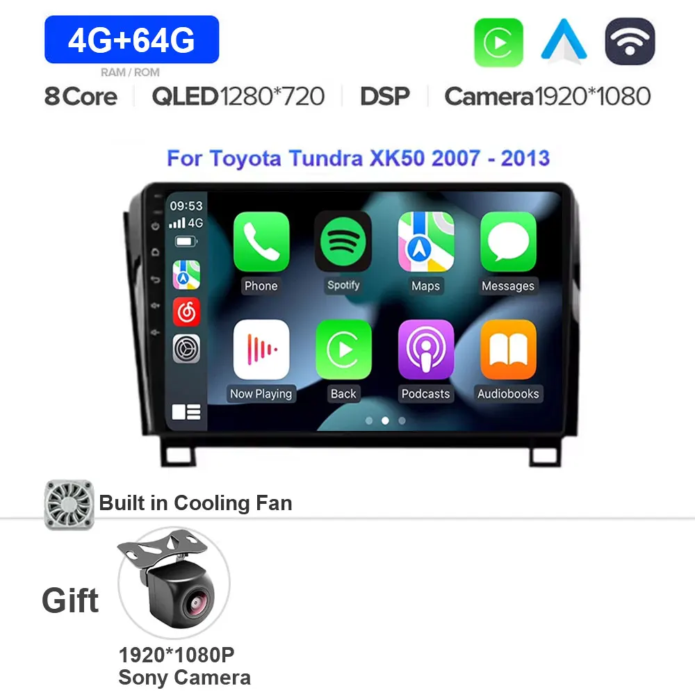 Android 15 Voor Toyota Tundra XK50 2007-2013 Sequoia XK60 2008-2017 Carplay Auto Radio Multimedia Video speler 5G WIFI