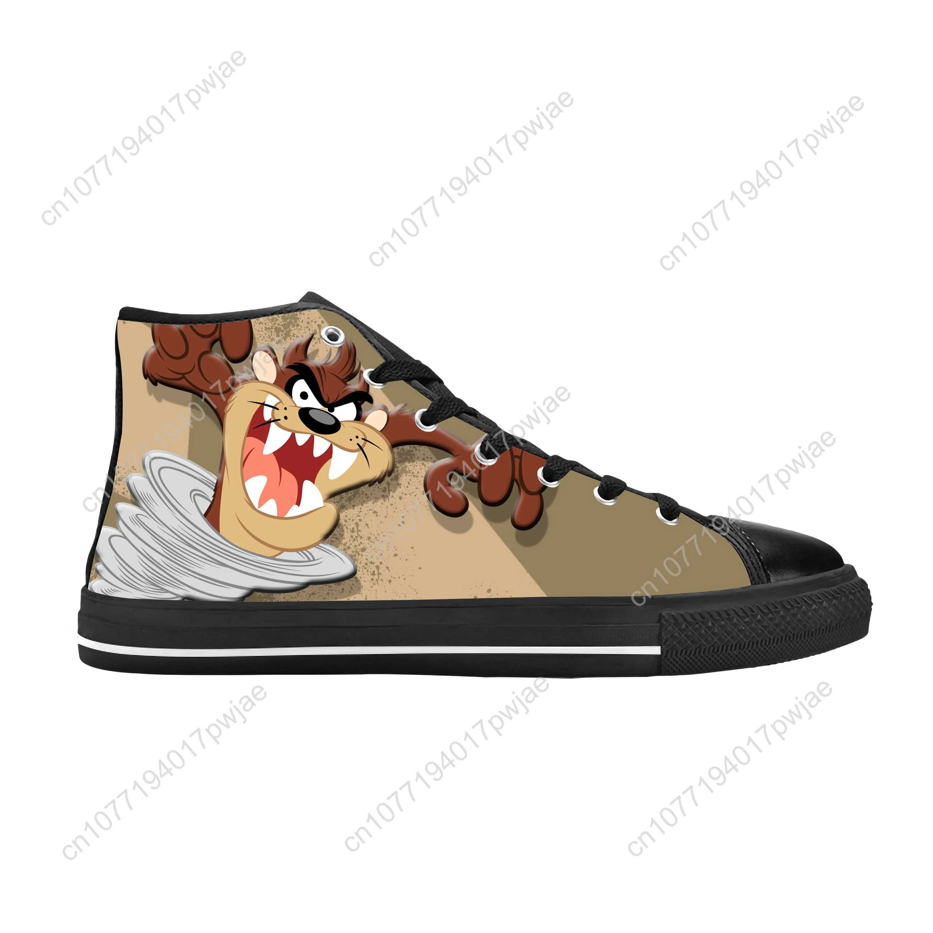 Tasmanian bösen Teufel Anime Cartoon Manga Comic lässig Stoff Schuhe High Top bequeme atmungsaktive 3D-Druck Männer Frauen Turnschuhe