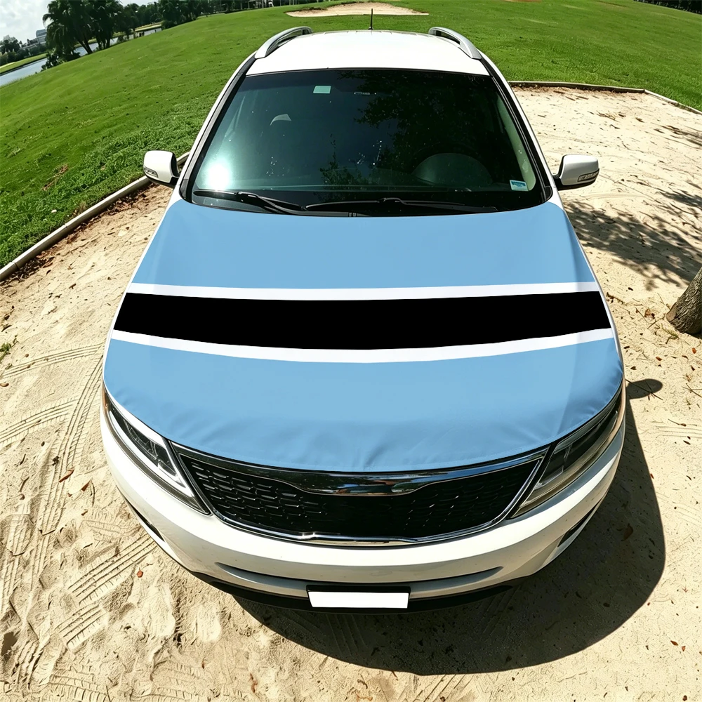 130x160cm Botswana Elastic Car Engine Hood Flag Elastic Windproof Patriotic Bonnet Banner Cheer for the competition