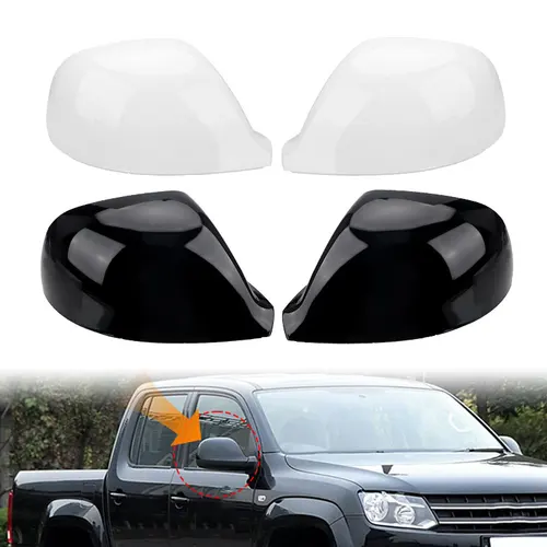 Tapa de la cubierta del espejo retrovisor lateral para VW T5 T6 Transporter Amarok 2010-2020 7E1857527G 7E1857528G tapa de espejo negro brillante/blanco