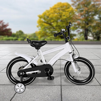 Kids’ Bike with Safety Training Wheels, 14-Inch Rubber Tires, Adjustable PU Seat, Chain Guard, White