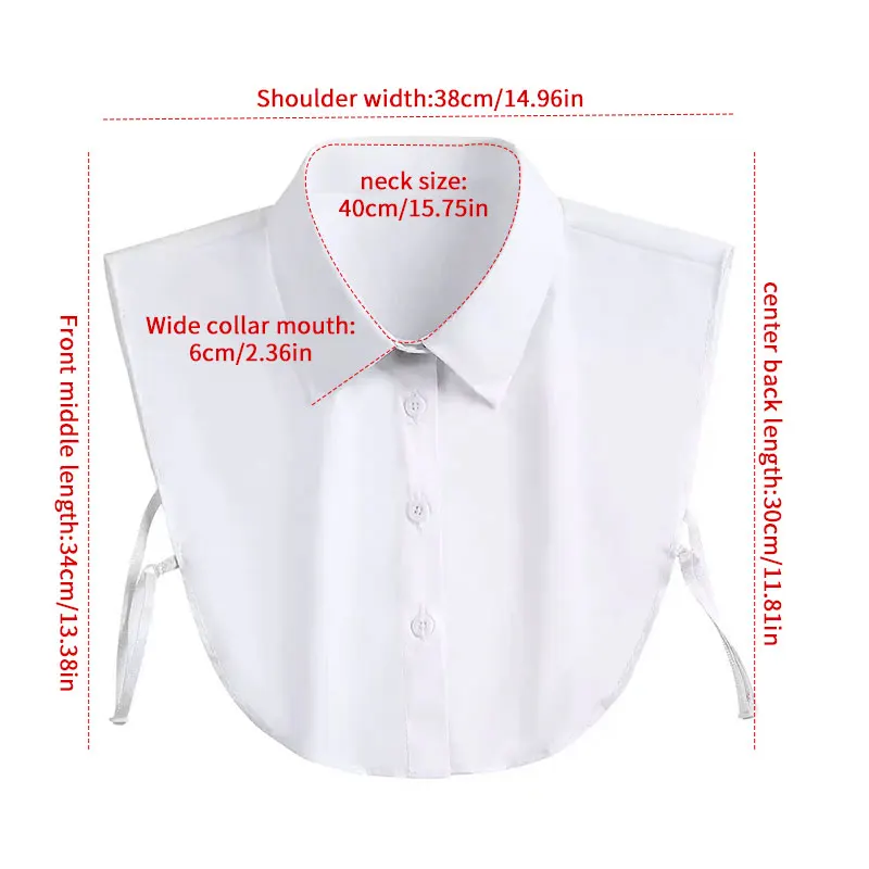 الكلاسيكية فو كاذبة طوق نصف قمصان انفصال ديكي طوق بلوزة نصف قمصان انفصال وهمية طوق للنساء #6