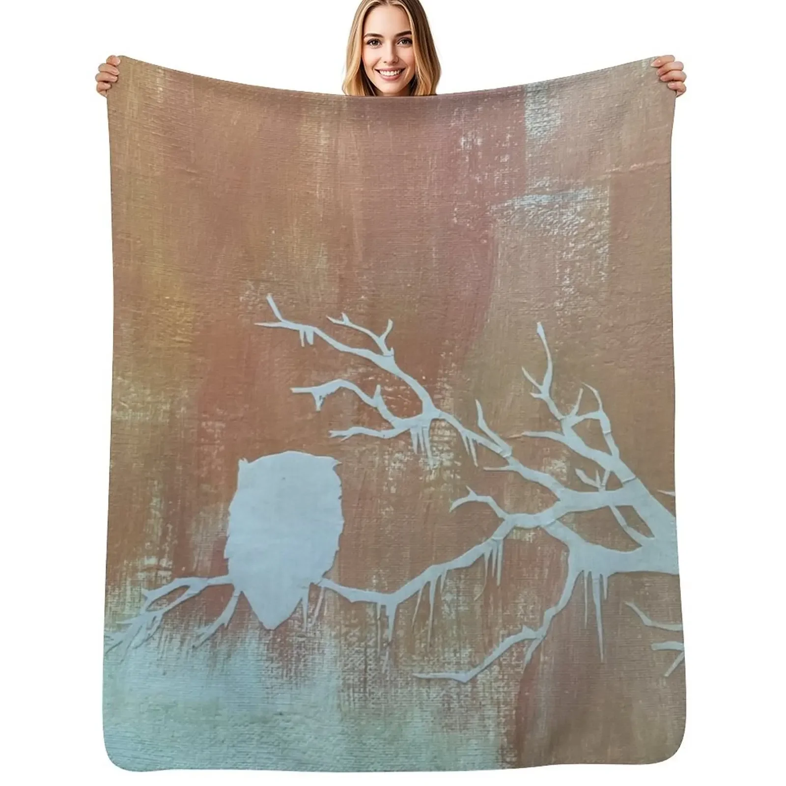 

Owl sitting on a branch Throw Blanket decorative sofa bed funny gift Blanket