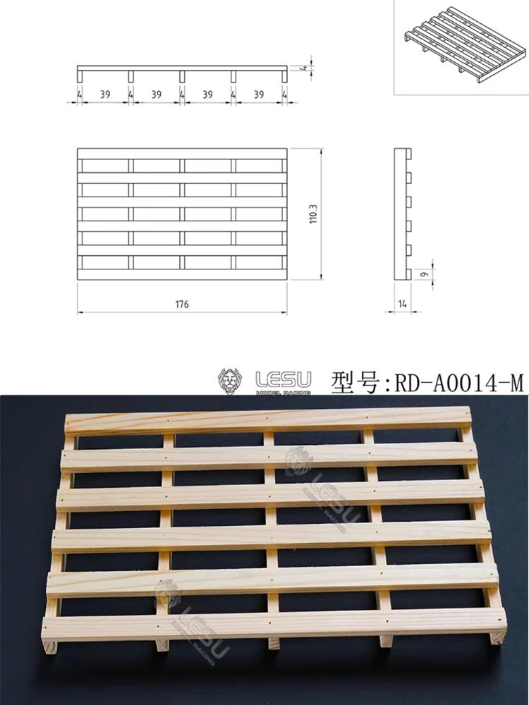 1/14th RC Toy Model Forklift Freight Wooden Pallet For Tamiya 1/14 RC Tractor Truck For 770s FH16 TGX LESU Forklift DIY Parts