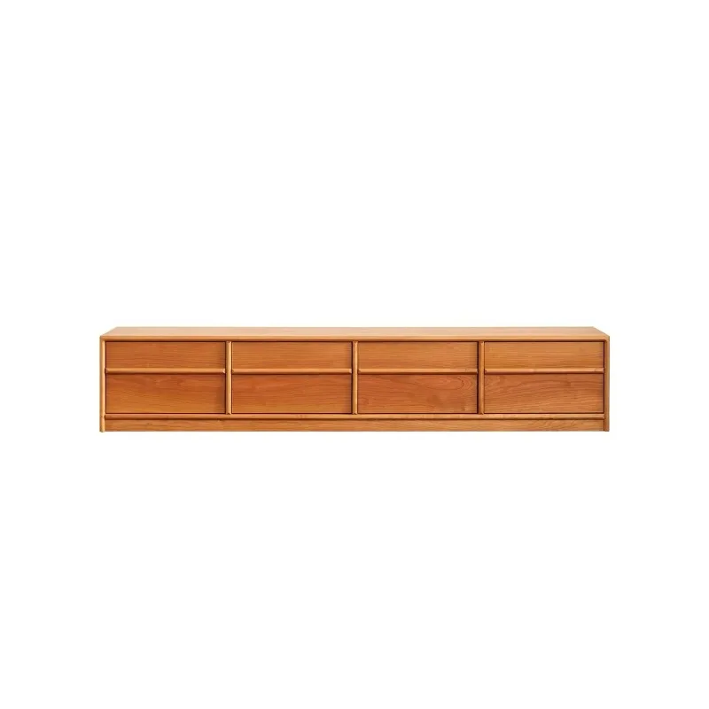

Cherry wood bone line TV cabinet, modern simple floor storage locker living room solid wood side cabinet combination