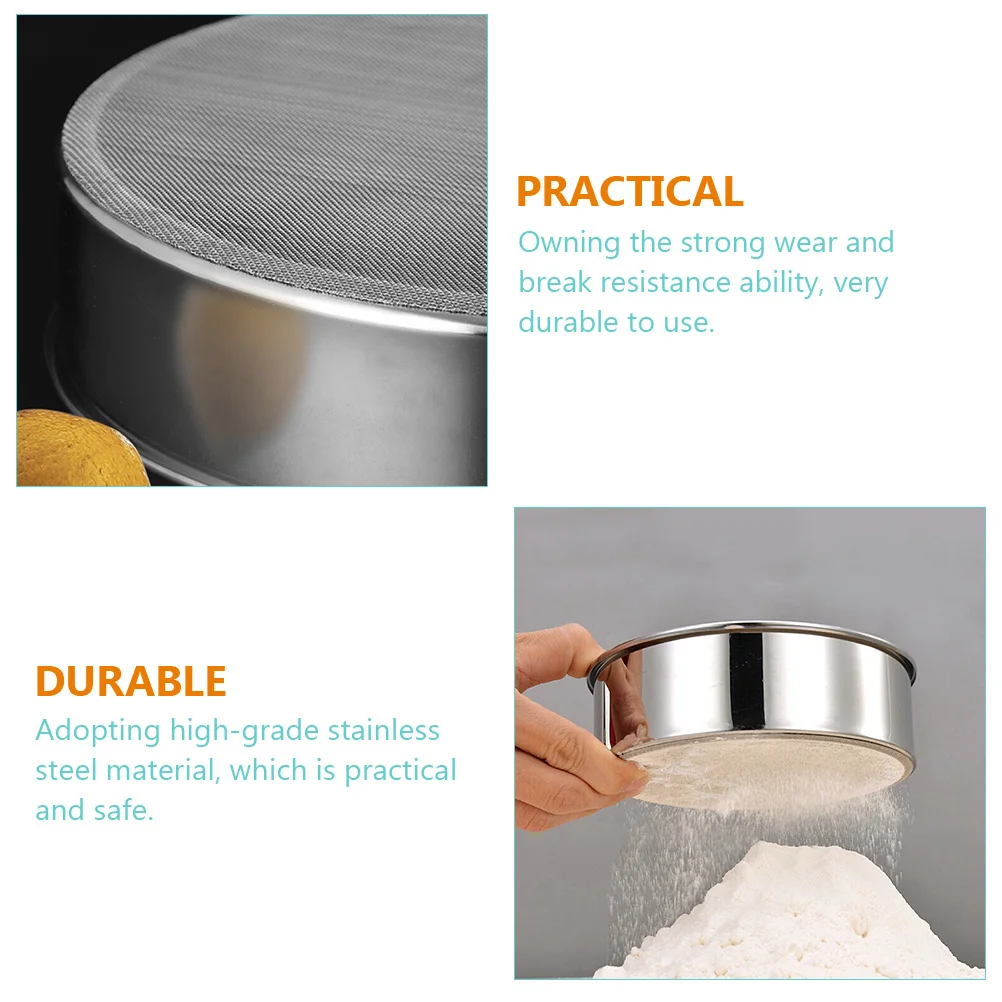 

3pcs Household Flour Sieve Round Fine Mesh Strainer Stainless Steel Powder Sifter For Baking Kitchen Utensil Sifting