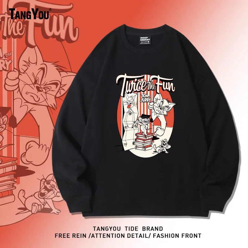 

Мужская осенне-зимняя толстовка с капюшоном и принтом американских мультгероев и мышей, на флисовой подкладке, новая модная модель, парные куртки на флисовой подкладке