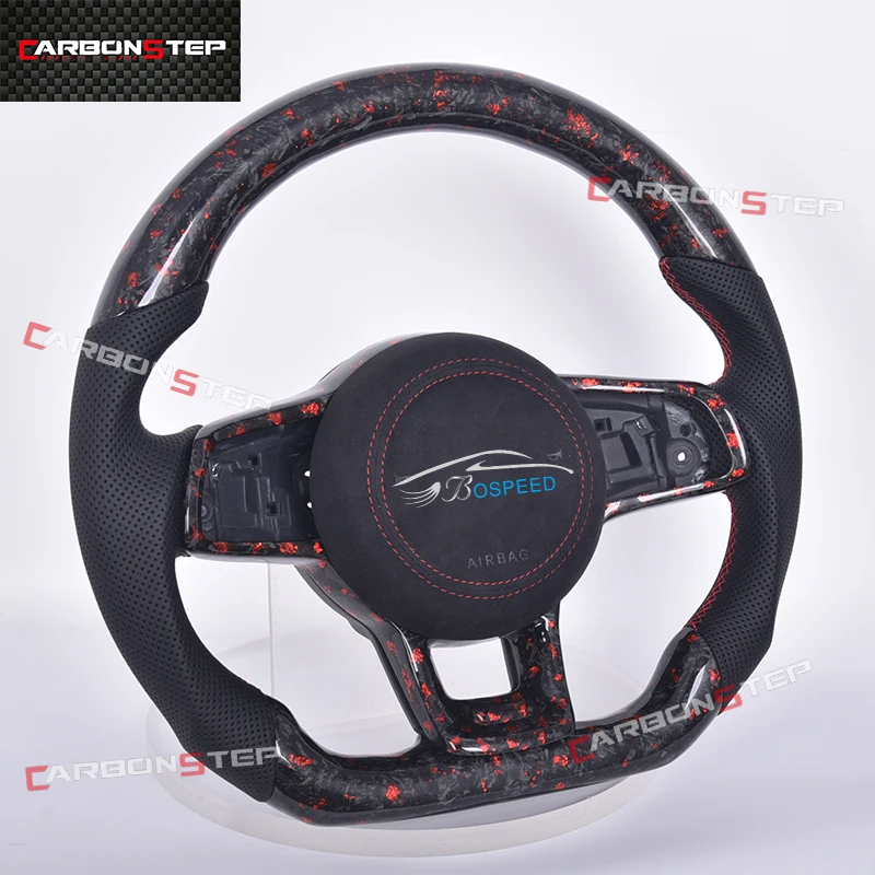 For Volkswagen VW Golf Golf 7 5 6 8 R GTI MK7 MK5 MK6 MK3 Passat B5 GTE Polo 5 Suede Forged Carbon Fiber LED Steering Wheel