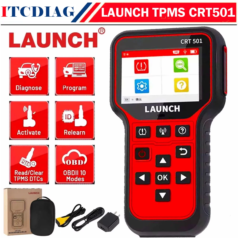 

LAUNCH CRT 501 CRT501 PK TSGUN Система контроля давления в шинах Активирующий диагностический инструмент Чтение и запись TPMS 433/315 МГц 2 в 1 RF-сенсоры