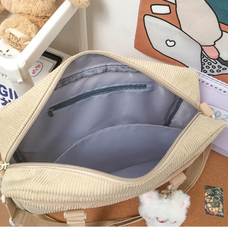 Japanese JK Shoulder Bags for Women Solid All Match Canvas Uniform Crossbody Bag Cute Cartoon Bear Handbag 2024 Bolso Mujer