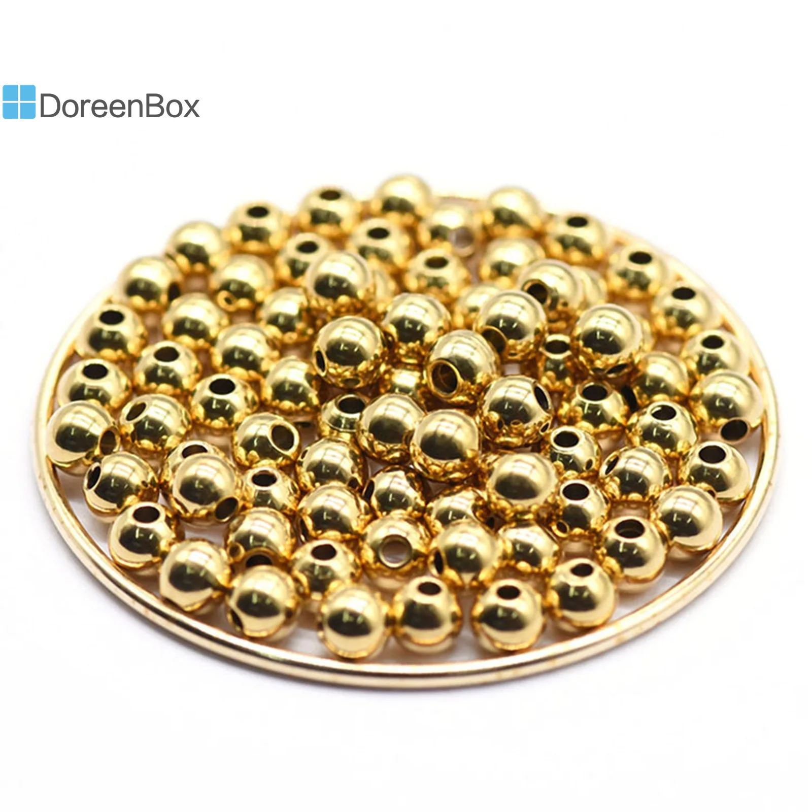 20pcs Gold Color 304 Stainless Steel Round Ball Beads Charm Loose Bead Diy Bracelet Necklace Bead For Jewelry Making Accessories