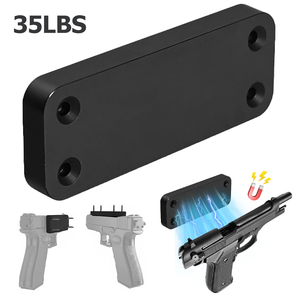 Gun Magnet Mount 35Lbs Weapons Concealment Magnetic Holder Magnet Handgun Rack with Screw Adhesive for Home Vehicle Wall Desk