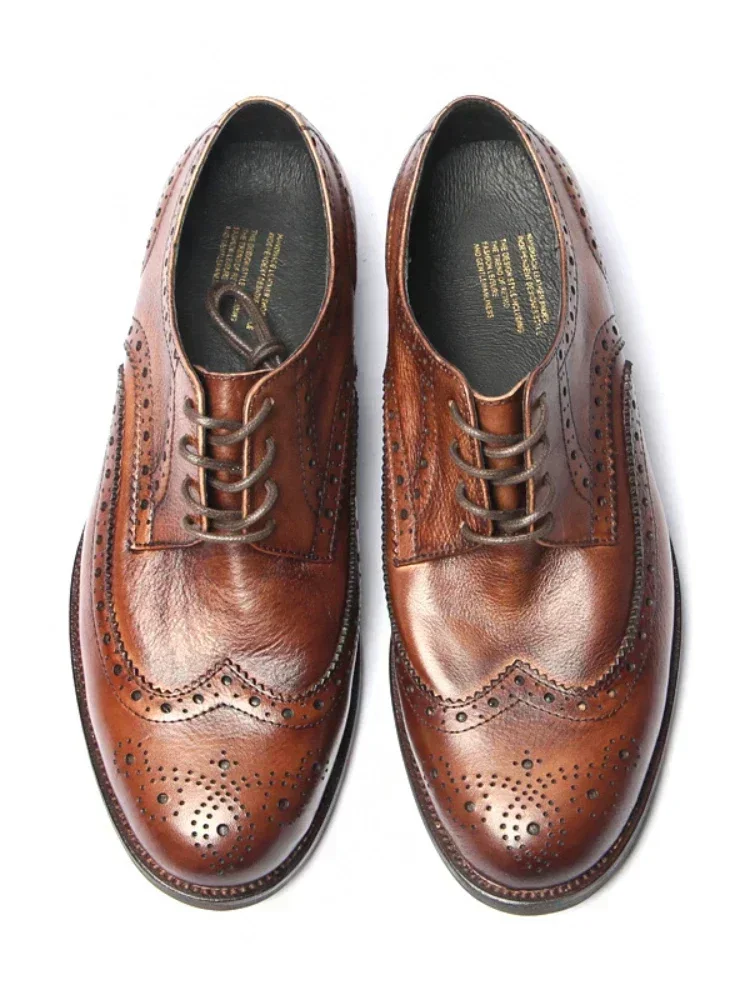 Retro Men's Oxford Shoes Genuine Leather Black Coffee