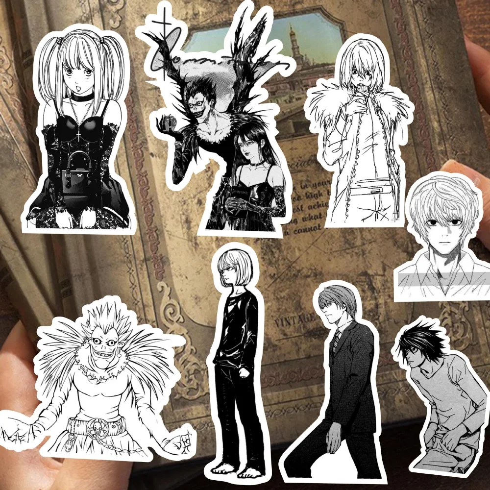 72Pcs Black and White Deathnote Stickers Japanese Manga Death Note Sticker Waterproof Laptop Notebook Skateboard Decoration