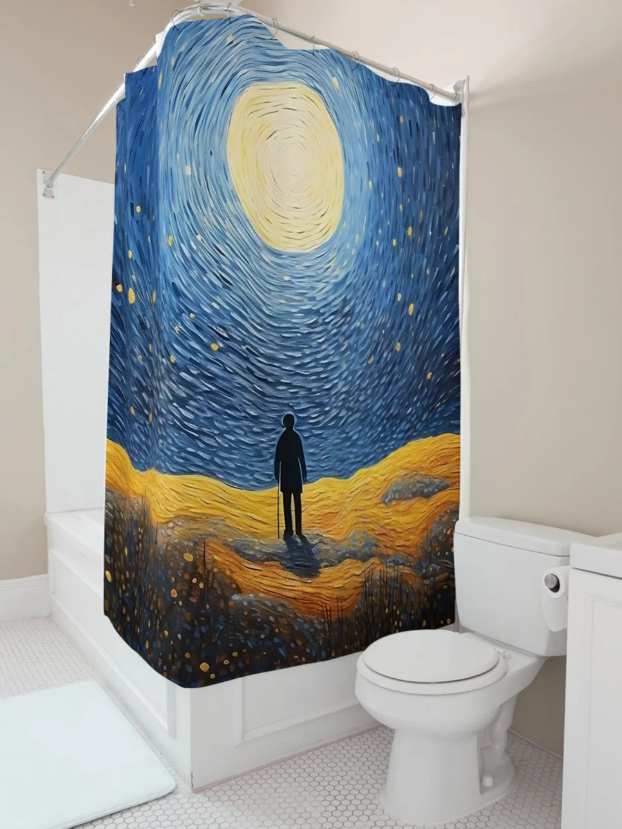 

Stylish Artistic Shower Curtain with Van Gogh's Starry Night - Waterproof Bathroom Decor for Home Easy to Clean and Maintain