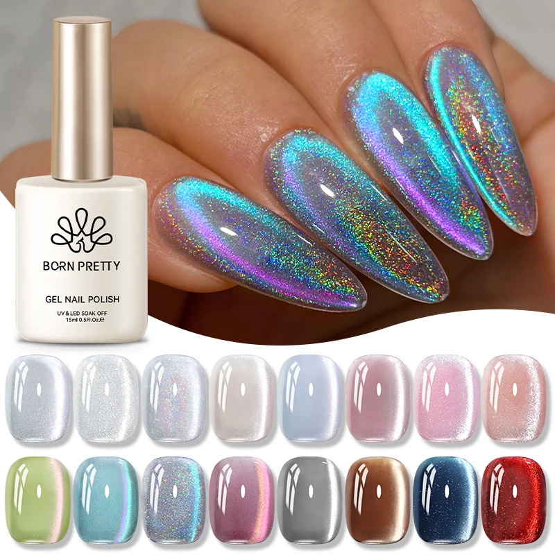 

BORN PRETTY 15 мл 9D Голографический магнитный гель-лак для ногтей Cat Синий стеклянный Радужный замачиваемый УФ-светодиодный маникюр для салона