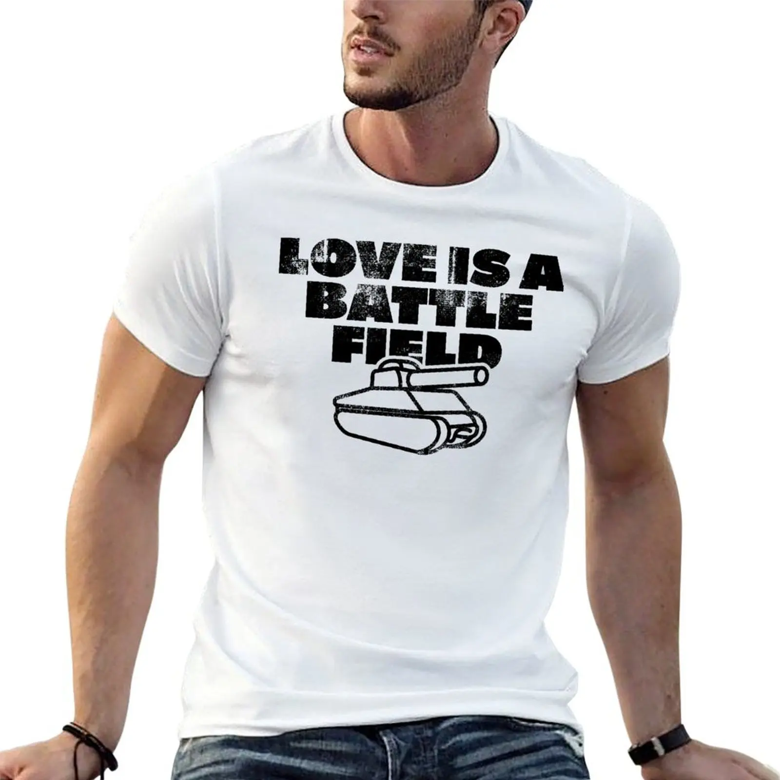 

Love is a battlefield T-Shirt printed t shirts for man cotton tshirt 100% T-Shirt