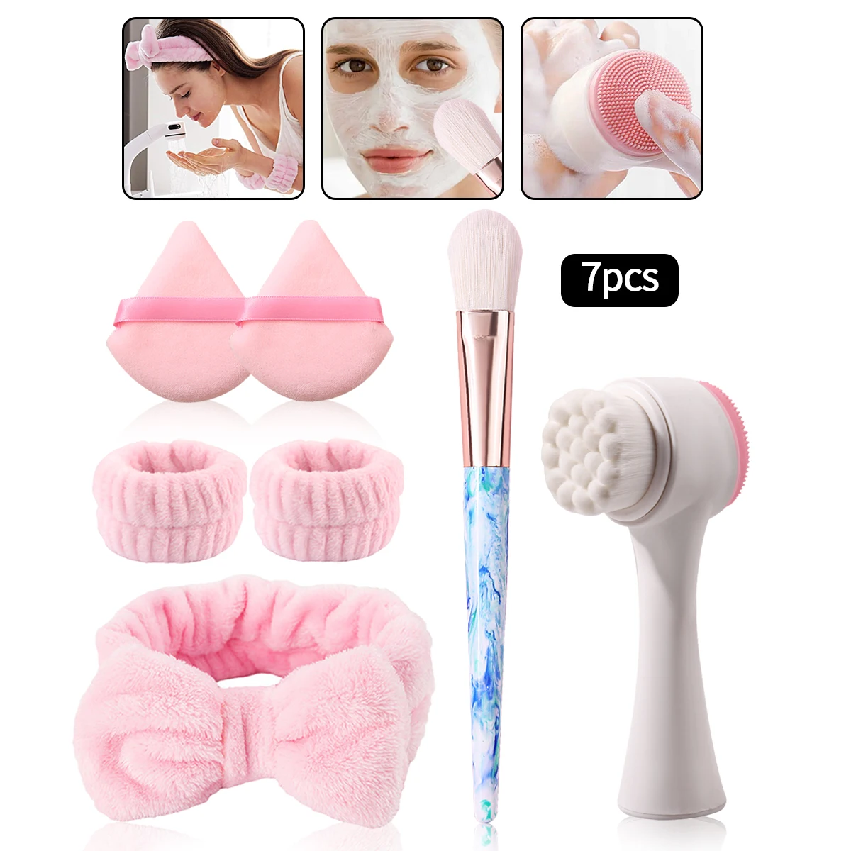 

Face cleansing kit silicone facial cleansing brush exfoliator manual massage facial brush Wash hair band Facial mask brush
