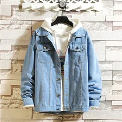 New Denim Jacket Men Casual Bomber Jackets Denim Coat Men Vintage Black Blue Jean Outerwear Fashion Streetwear Plus Size 5XL